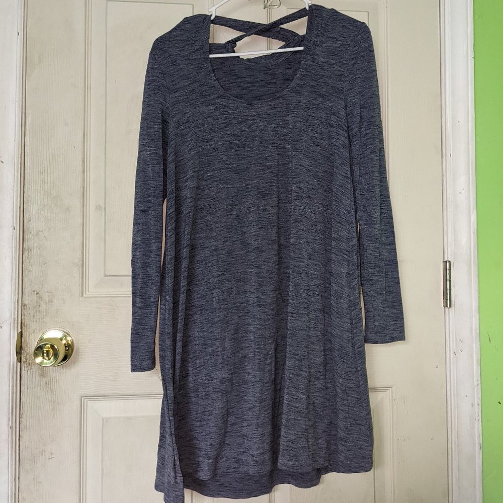 Grayish-Blue Shirt with Crossed Straps